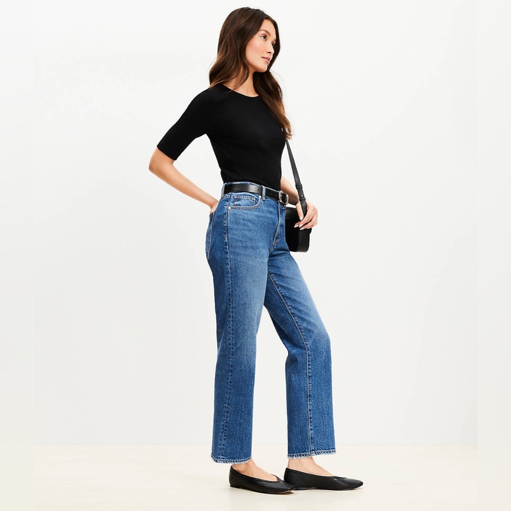 Loft The Straight Crop High Rise Jeans Size 32/14 NEW
